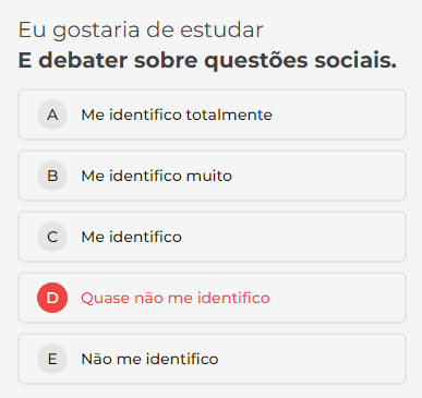 Foto de uma pergunta com 5 respostas